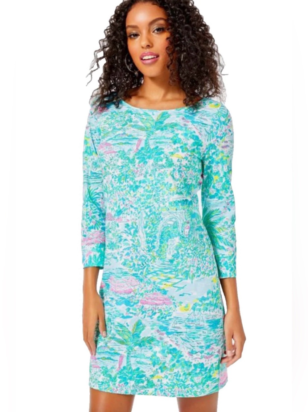 Rare LILLY PULITZER Marlowe T-Shirt Dress 🌴Gustavia Green Sunshine City